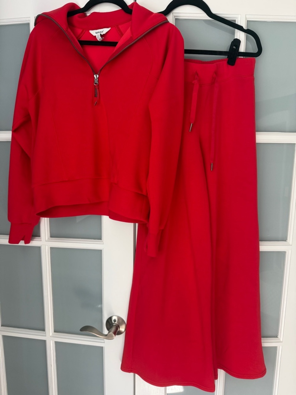 SPANX Air Essentials wide leg pant and half zip hoodie set